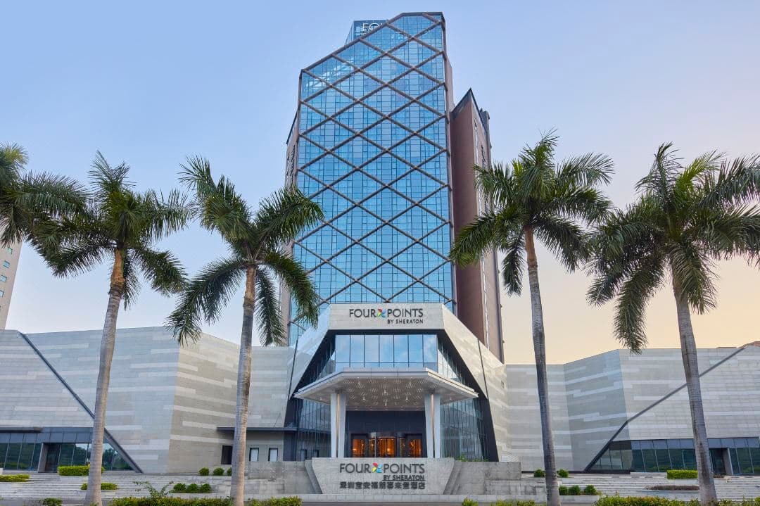 Exterior view of Four Points By Sheraton Shenzhen Bao'an, a modern airport-transit hotel in Shenzhen