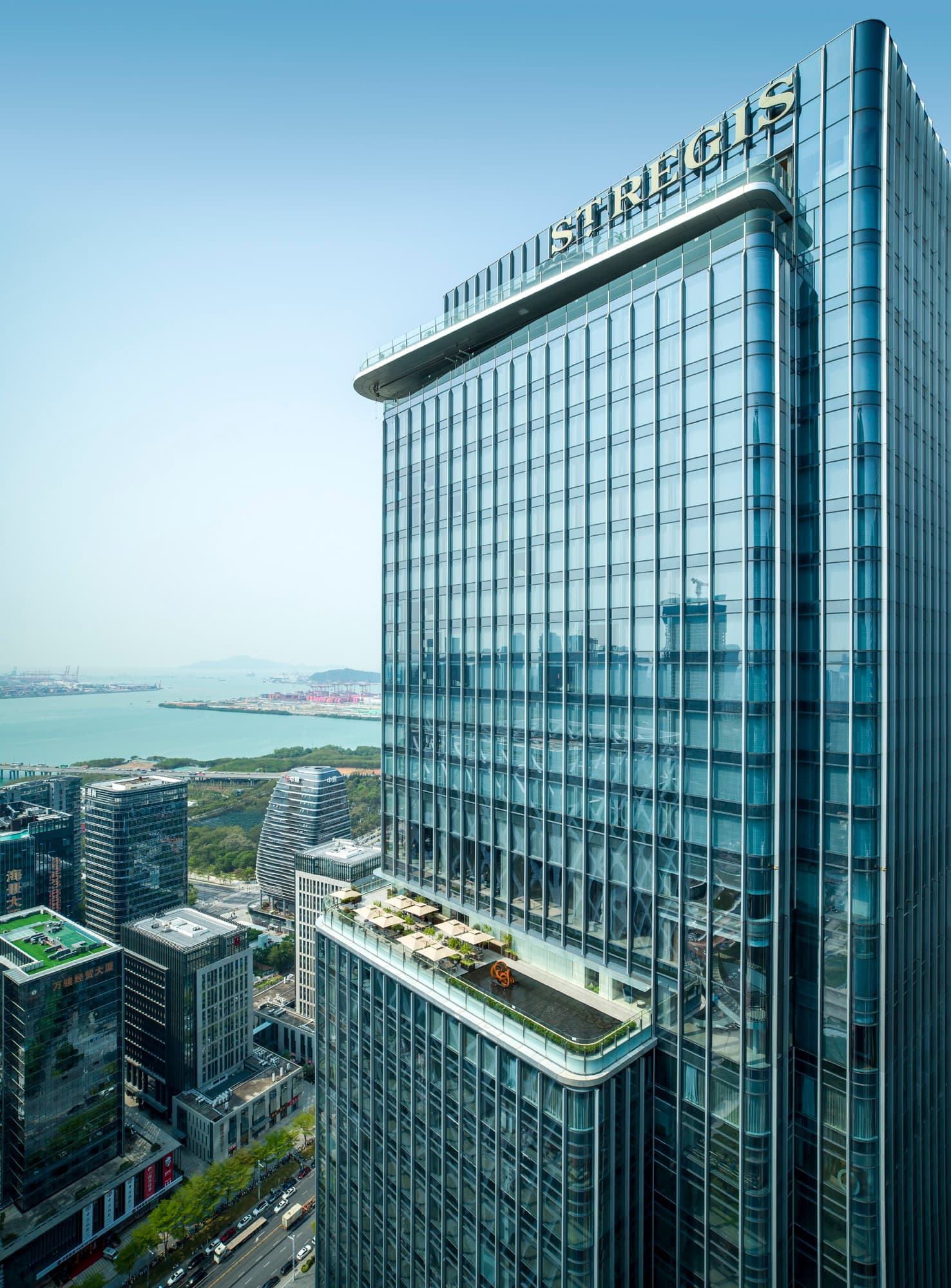 Elegant suite interior at The St. Regis Shenzhen Bao'an featuring modern luxury and panoramic city views.