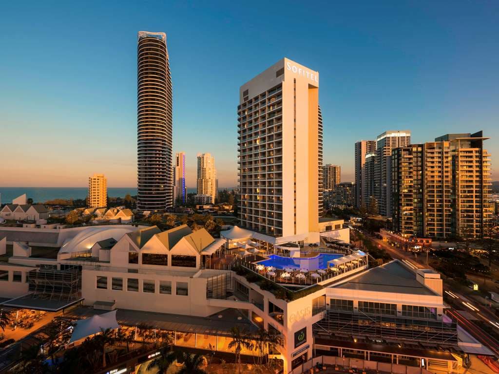 Sofitel Gold Coast Broadbeach Level 3 pool deck with sun loungers and skyline views.