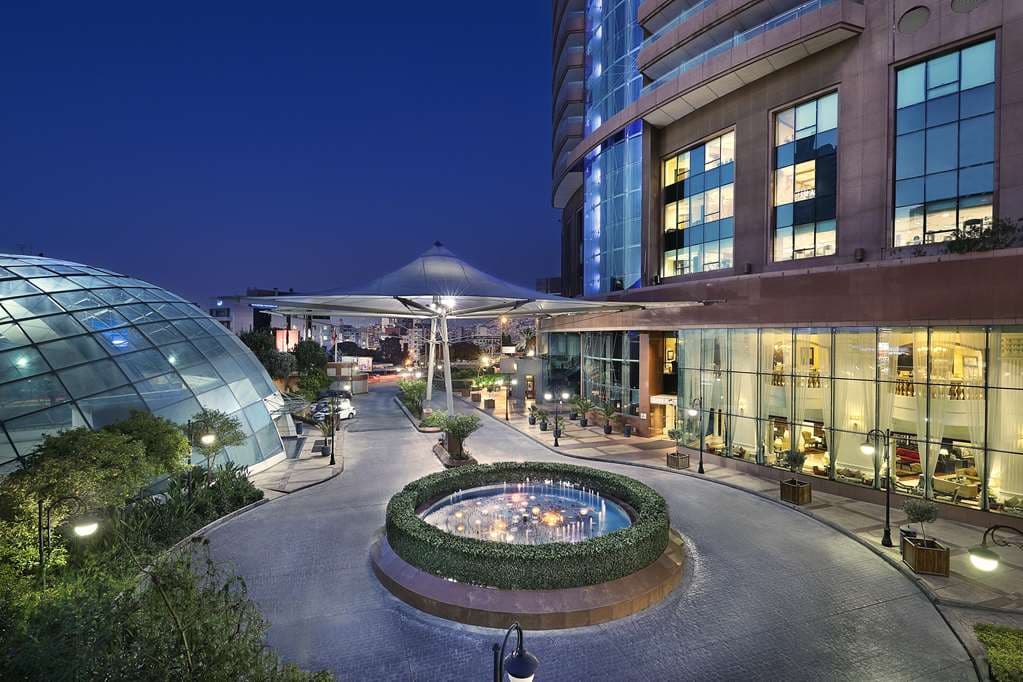 Night view of Al Habtoor Grand Hotel Beirut skyline from Up on the 31st bar.