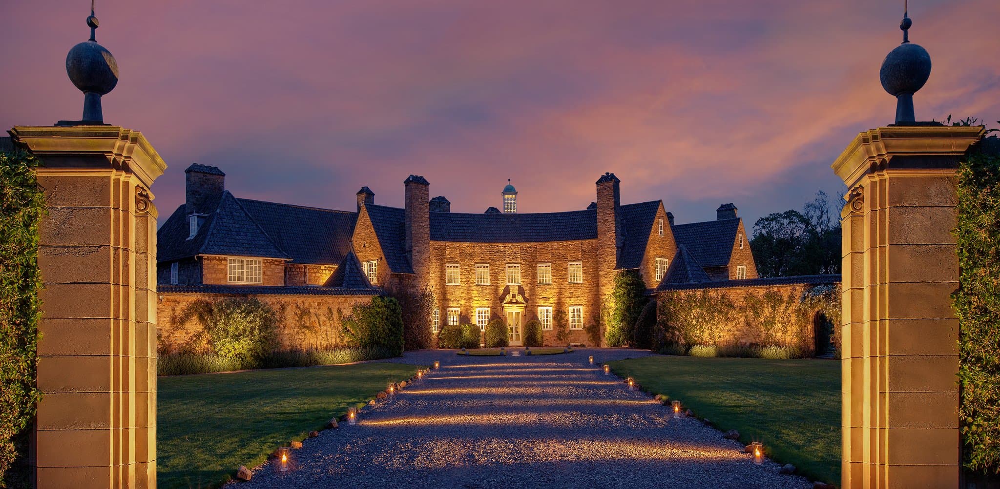 Greywalls Hotel curved Edwardian facade by Sir Edwin Lutyens overlooking Muirfield golf course.