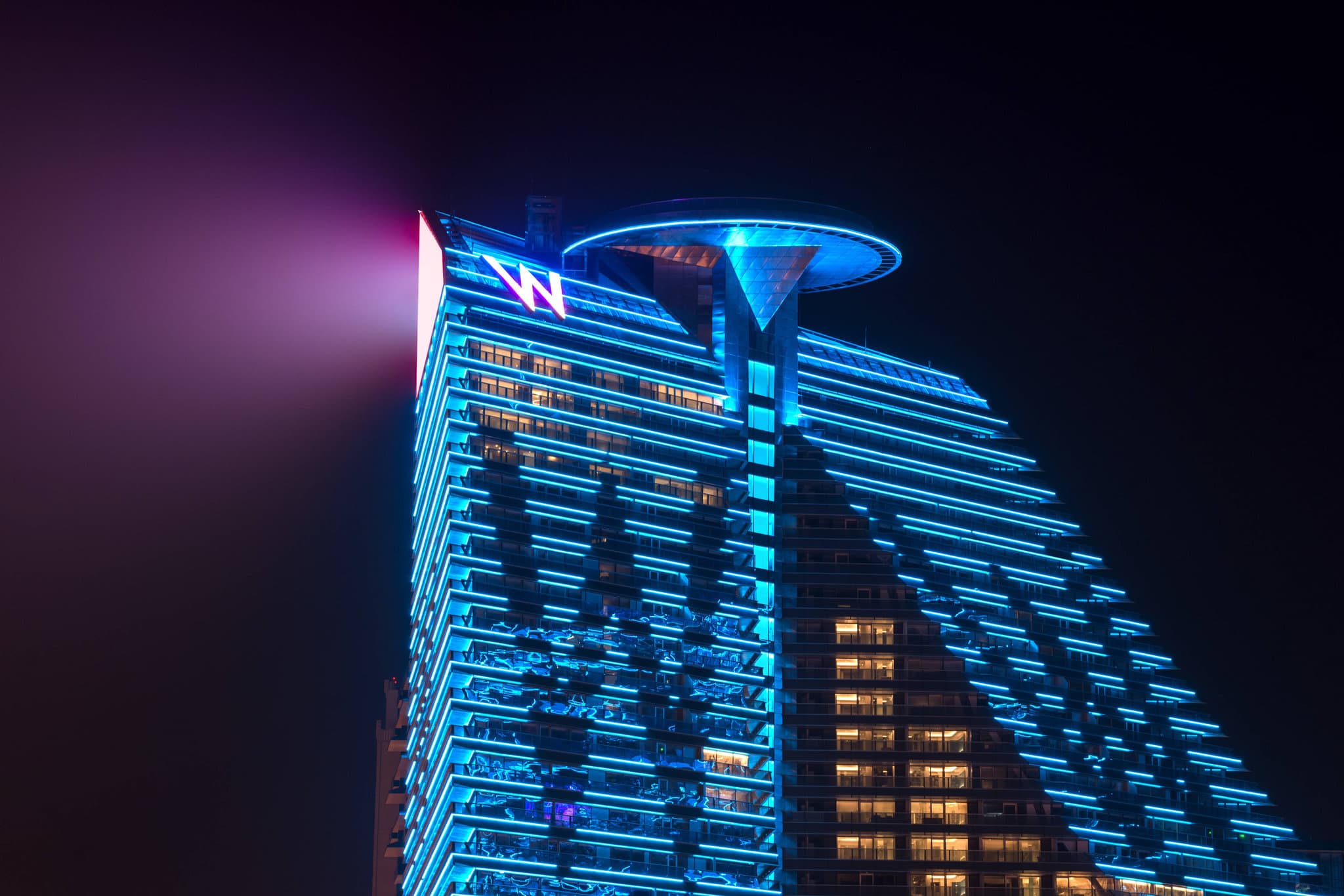 Exterior view of W Xi’an, a stylish luxury hotel in Xi’an with modern design and upscale city-stay atmosphere