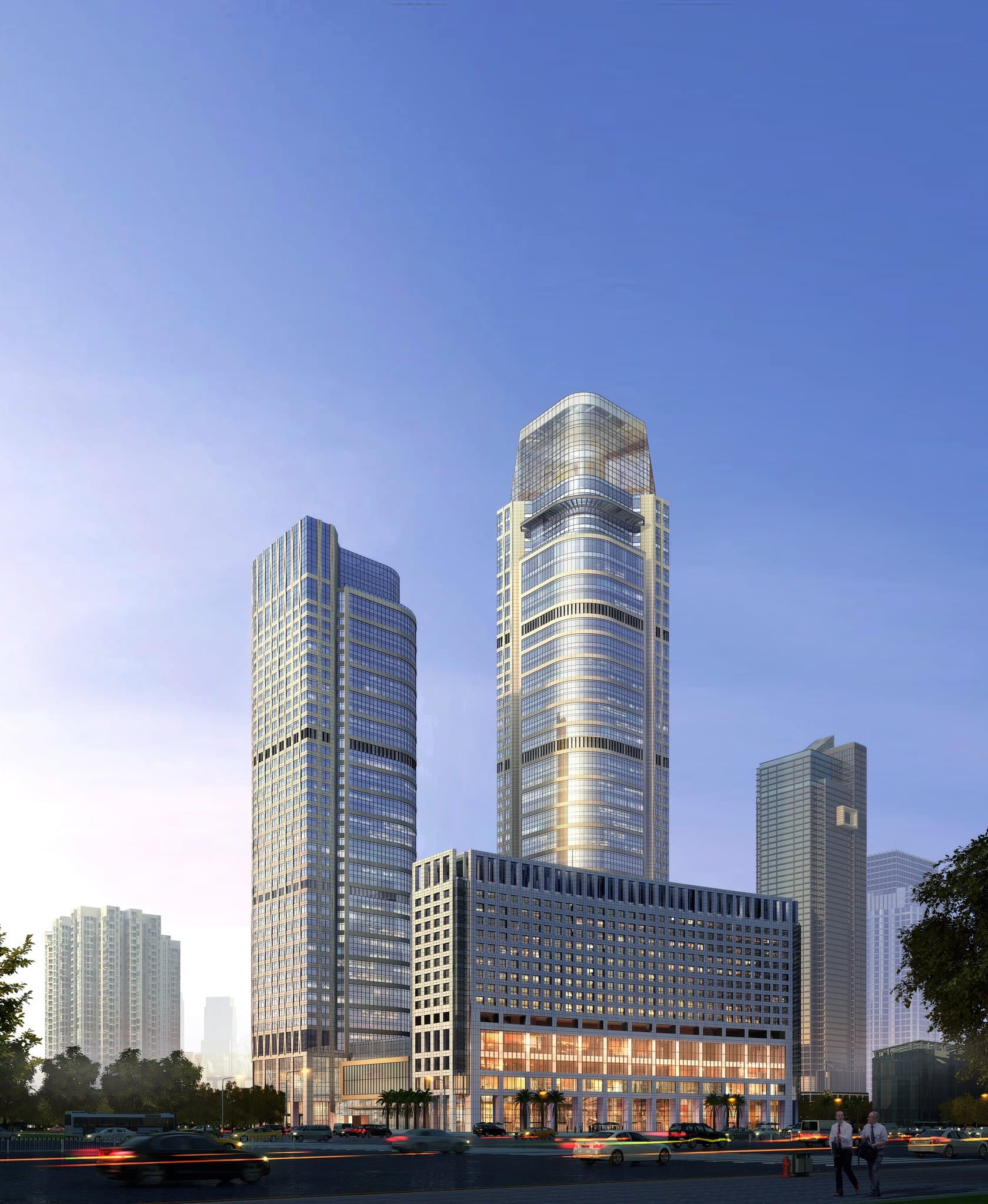 Exterior view of Jumeirah Hotel Guangzhou, a modern five-star hotel convenient for business travelers