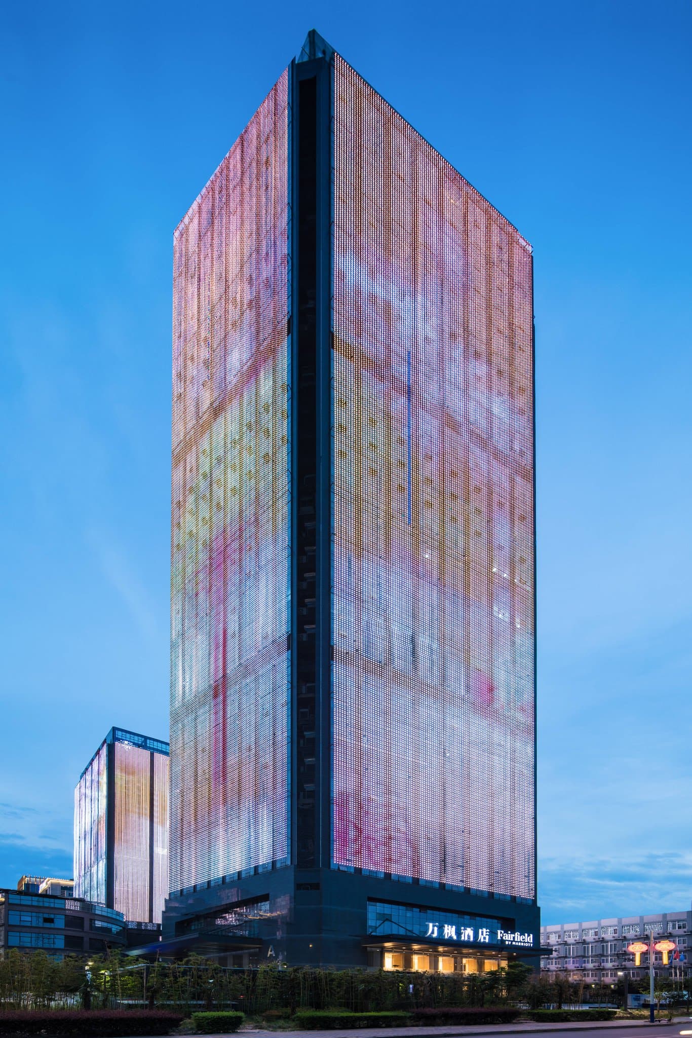Exterior and modern guest room of Fairfield by Marriott Xi'an N Station, China