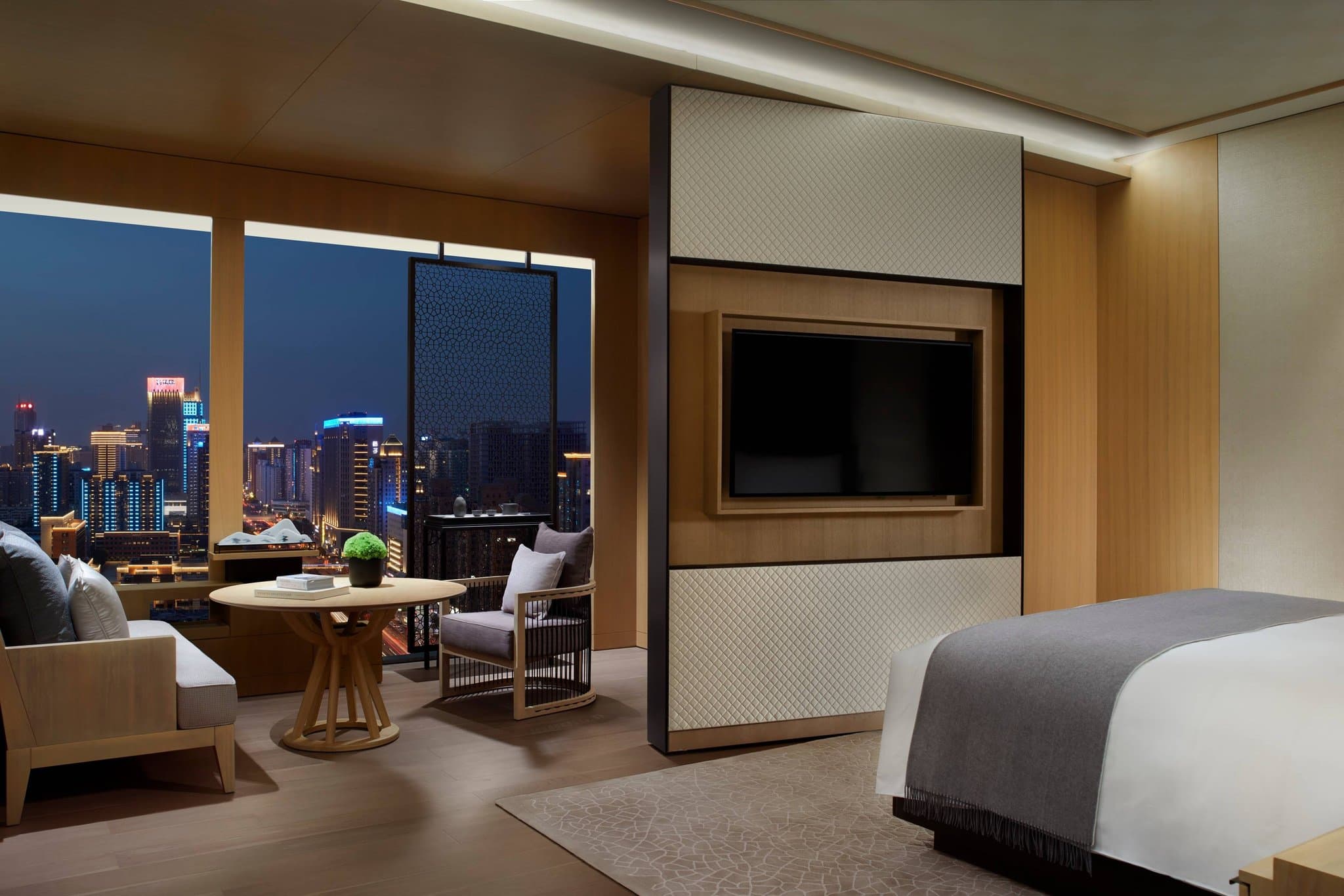 Elegant lobby and check-in area at the luxurious Ritz-Carlton Xi'an.