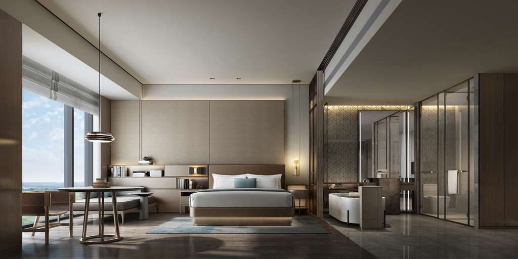 DoubleTree by Hilton Shenzhen Airport exterior and luxurious lobby for transit travelers.